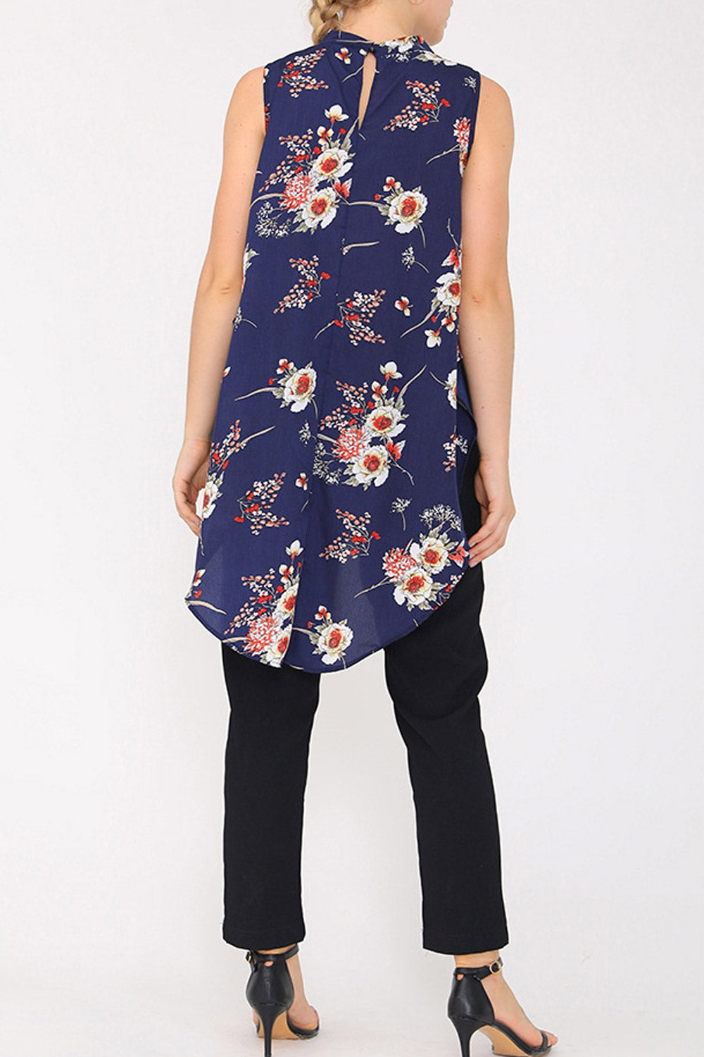 Women Floral Printed High Neck Chiffon Top