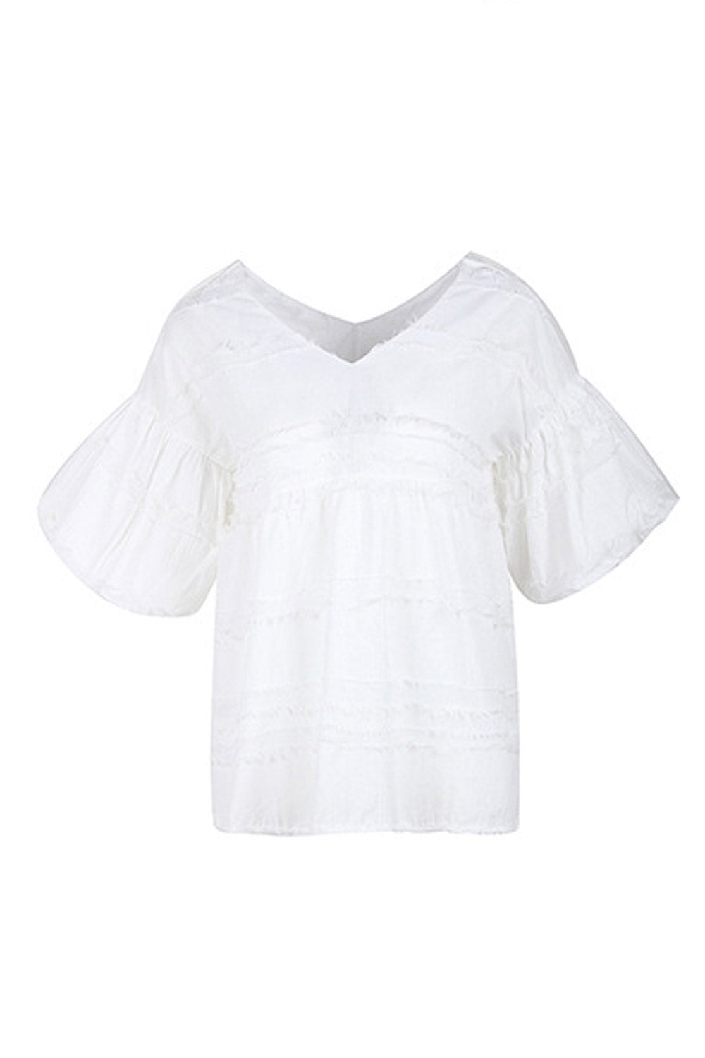 Women V-Neck Bell Sleeve Casual Top