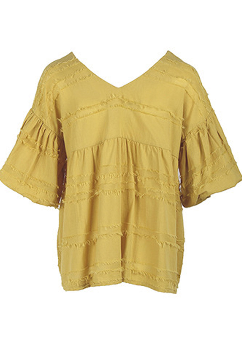 Women V-Neck Bell Sleeve Casual Top