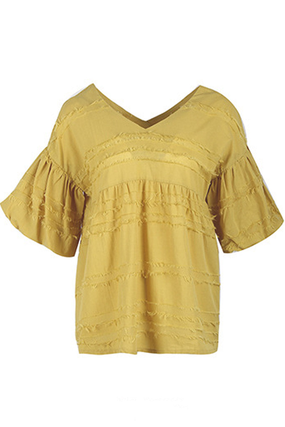 Women V-Neck Bell Sleeve Casual Top