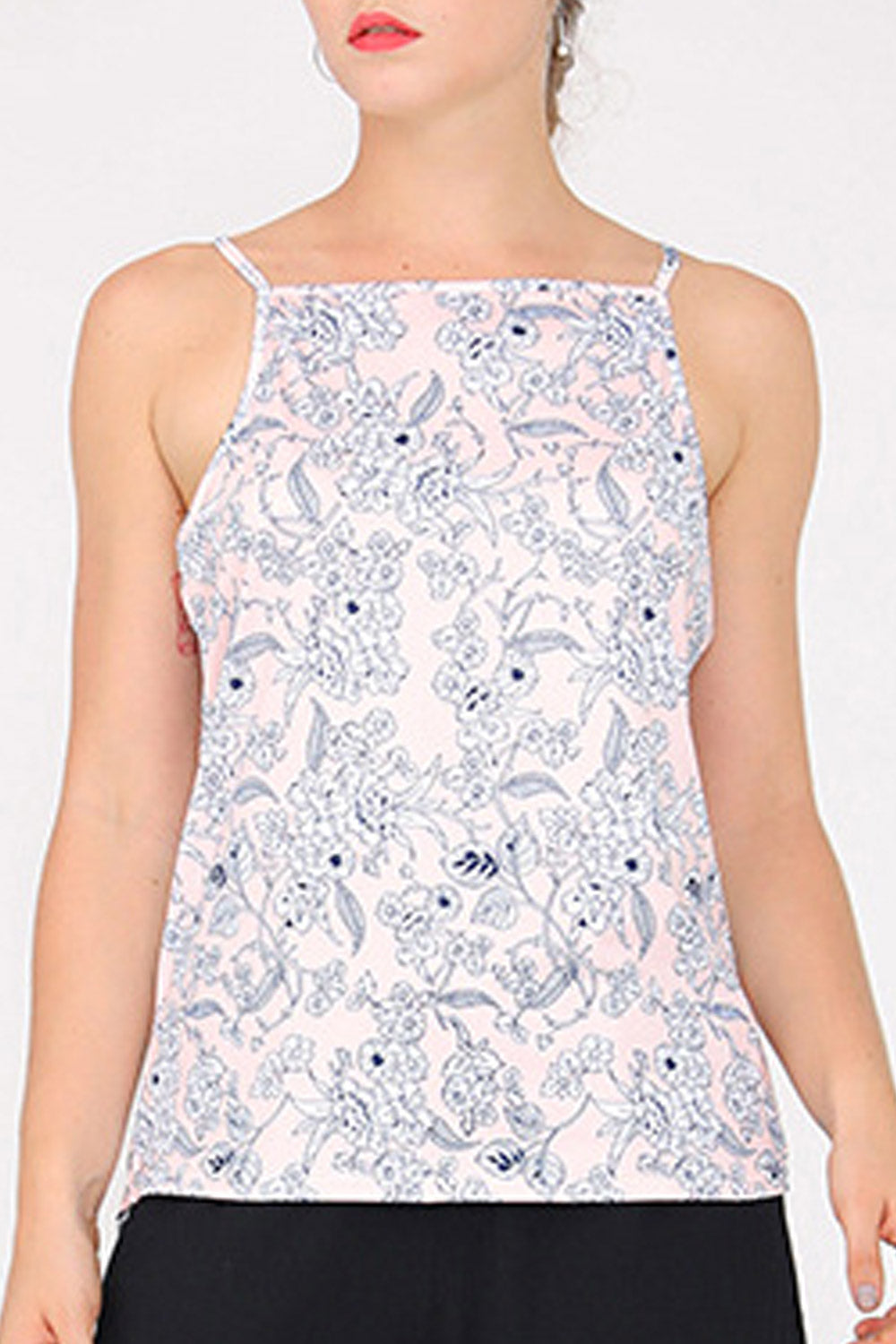 Women Back Keyhole Printed Casual Top