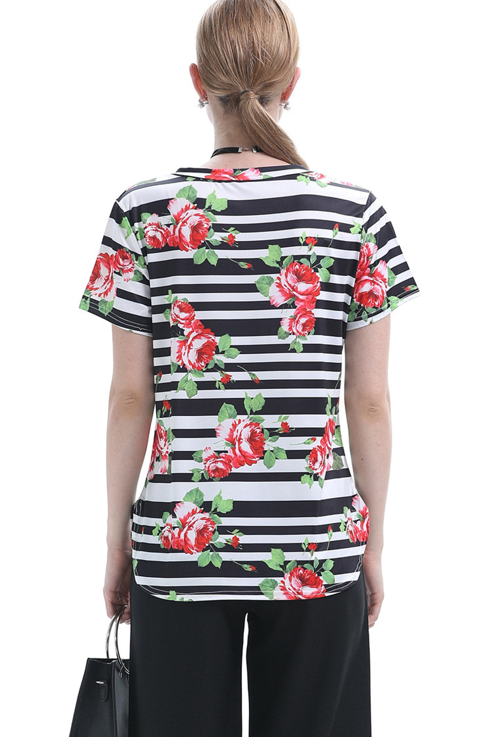 Women V-Neck Flexible Floral Printed Top
