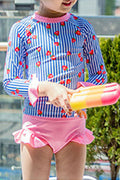 Kids Girls Long Sleeve Striped Swimsuit Set