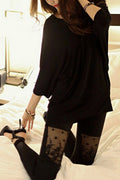 Women Stitching Back Hollow Lace Shirt