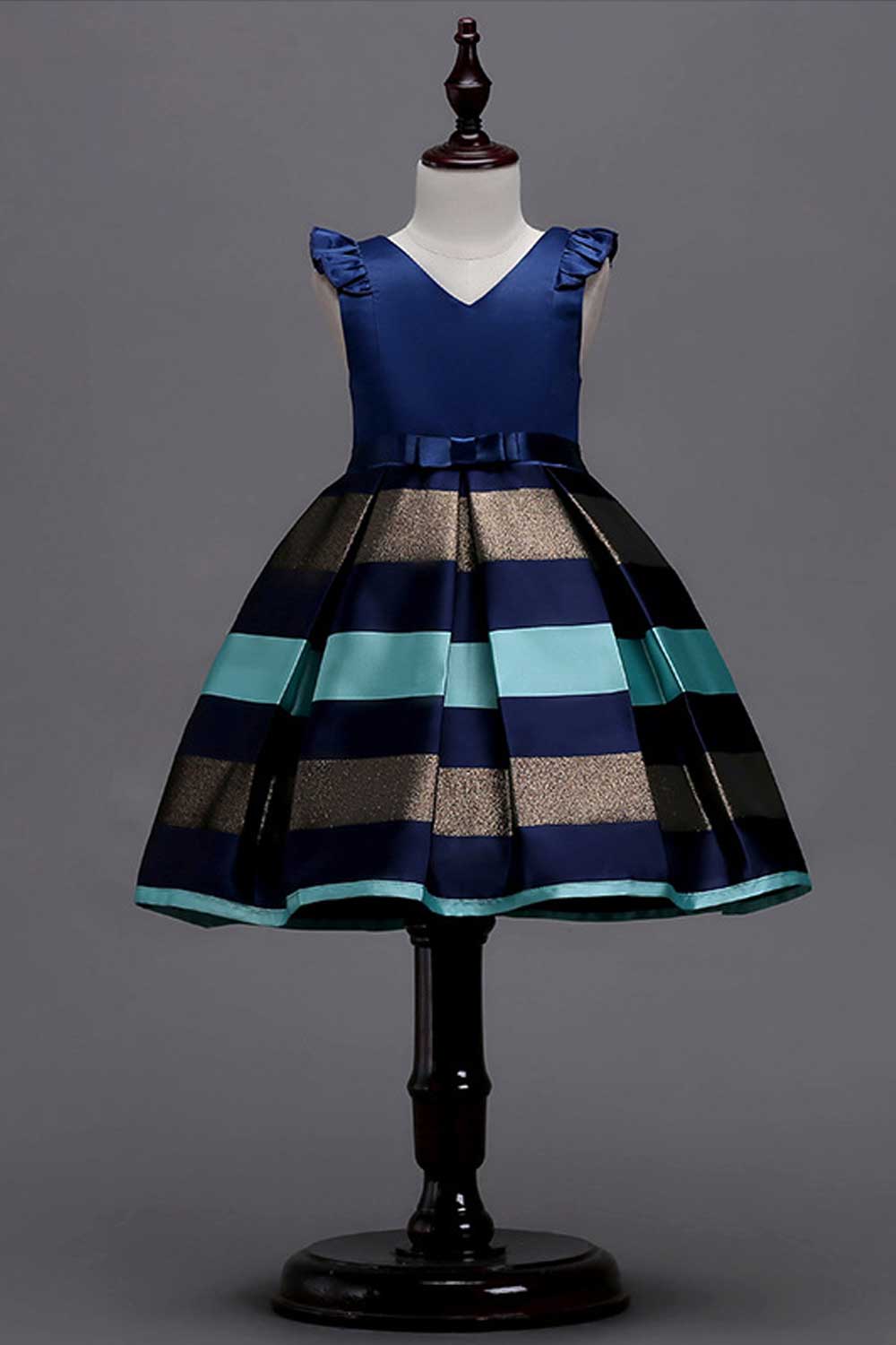 Kids Baby Girls Sleeveless Silk Belt Swing Skirt Party Dress