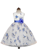 Kids Girls Embroided Lace Flower Waist Party Dress