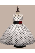 Kids Baby Girls Dot Printed Flower Princess Dress