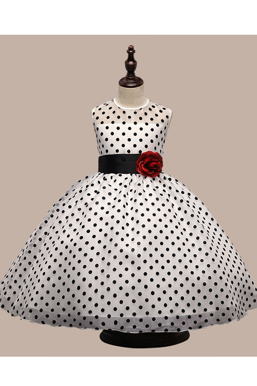 Kids Baby Girls Dot Printed Flower Princess Dress
