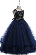 Kids Girls Embroided Ruffled Skirt Wedding Dress