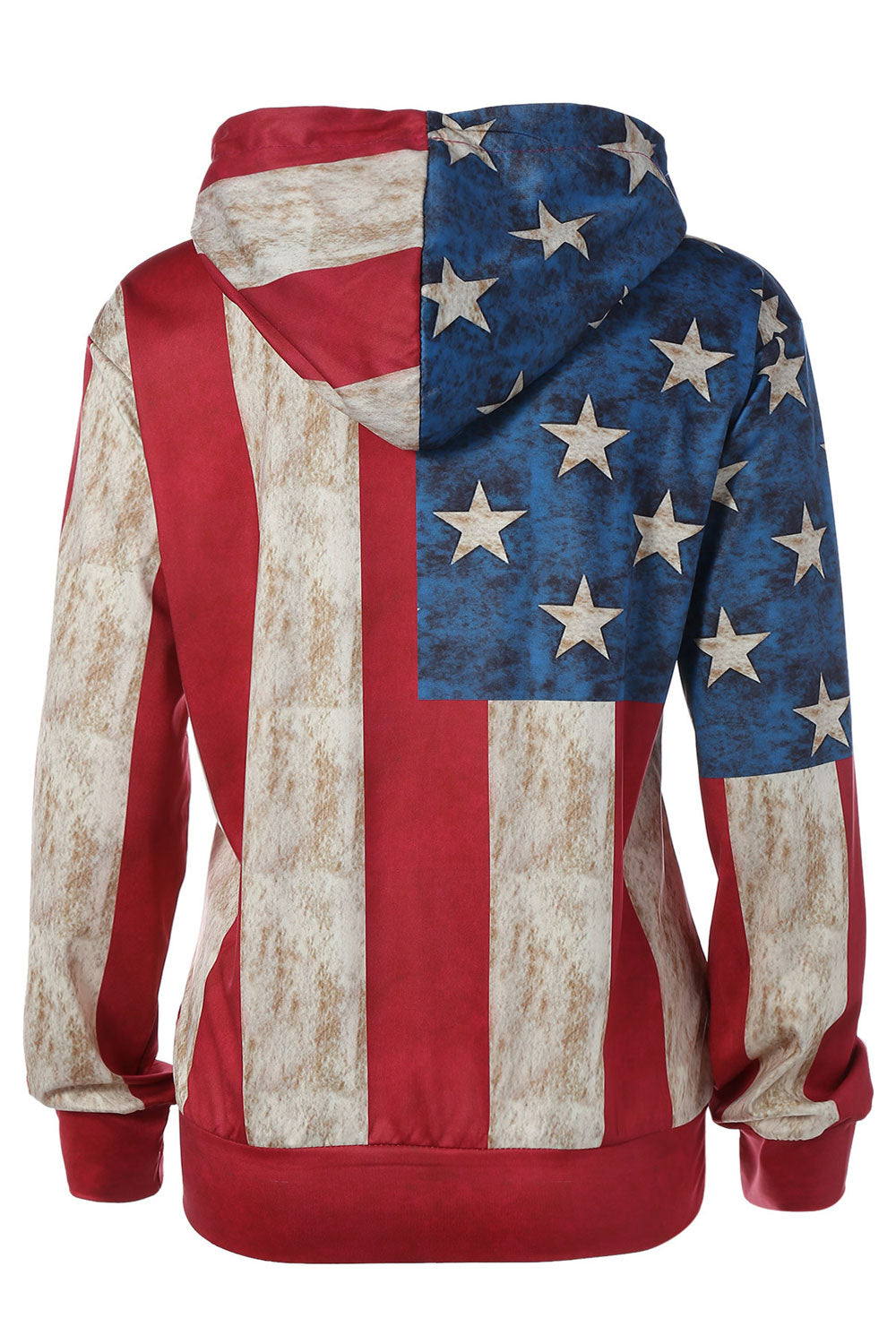 Women Long Sleeves Printing Stars Stripes Colour Hoodie