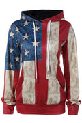 Women Long Sleeves Printing Stars Stripes Colour Hoodie