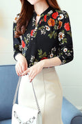 Women Collar Neck 3/4 Sleeve Printed Top