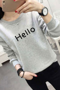 Women Letter Printed Long Sleeve Round Neck Sweatshirt