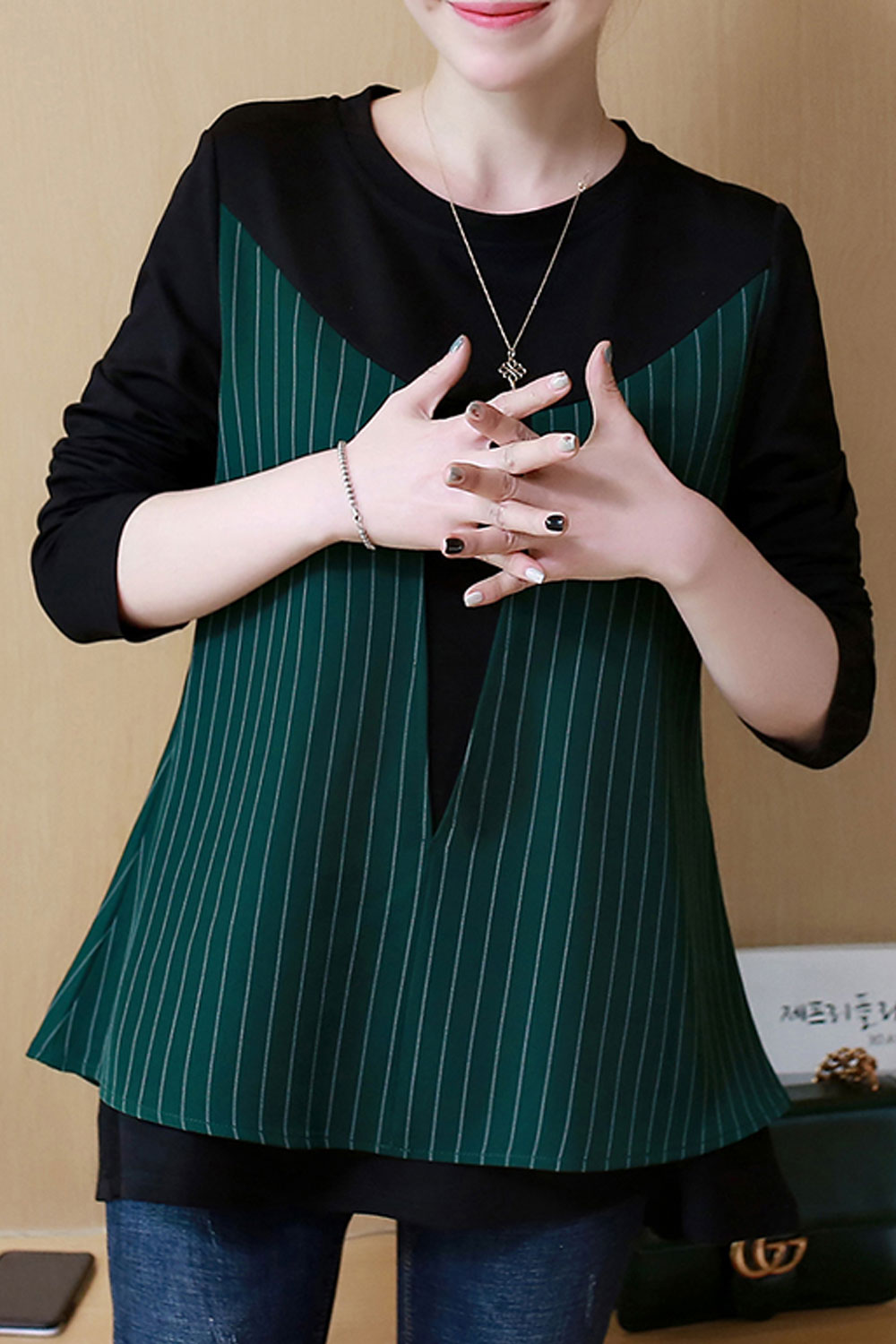 Women Long Sleeves A-Line Loose Waist Top