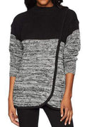 Women High Neck Solid Color Long Sleeve Sweatshirt