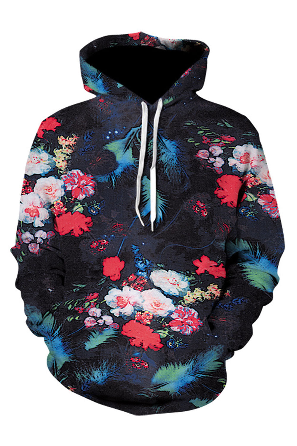 Women Floral Printed Long Sleeve Loose Hoodie