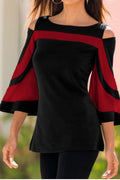 Women Scoop Neck Bat Sleeve Slim Top