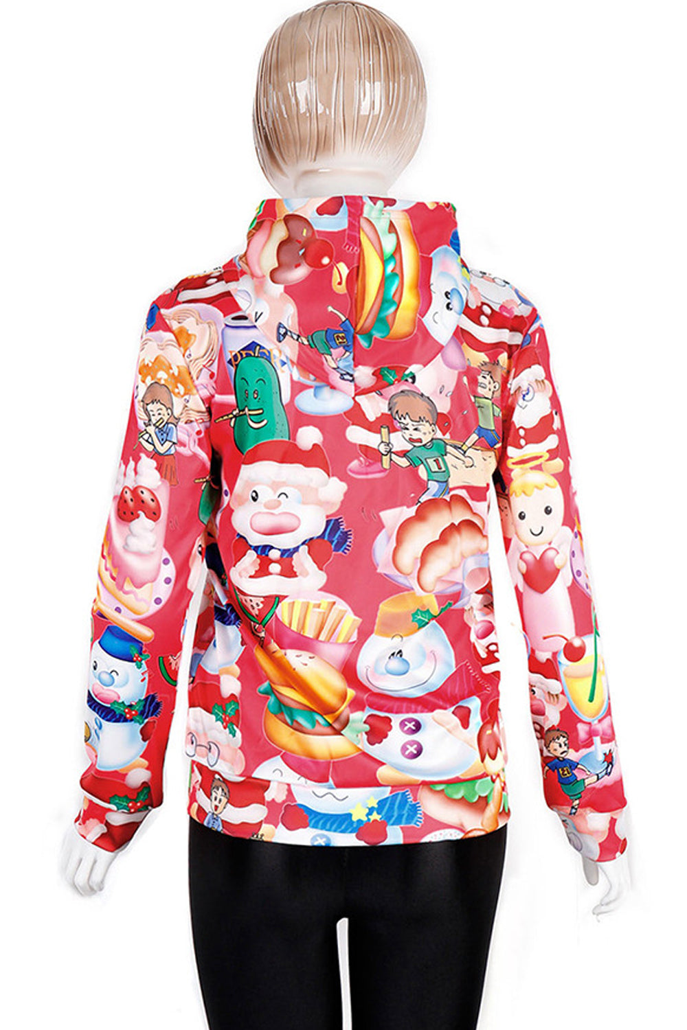 Women High Collar Long Sleeve Christmas Hoodie