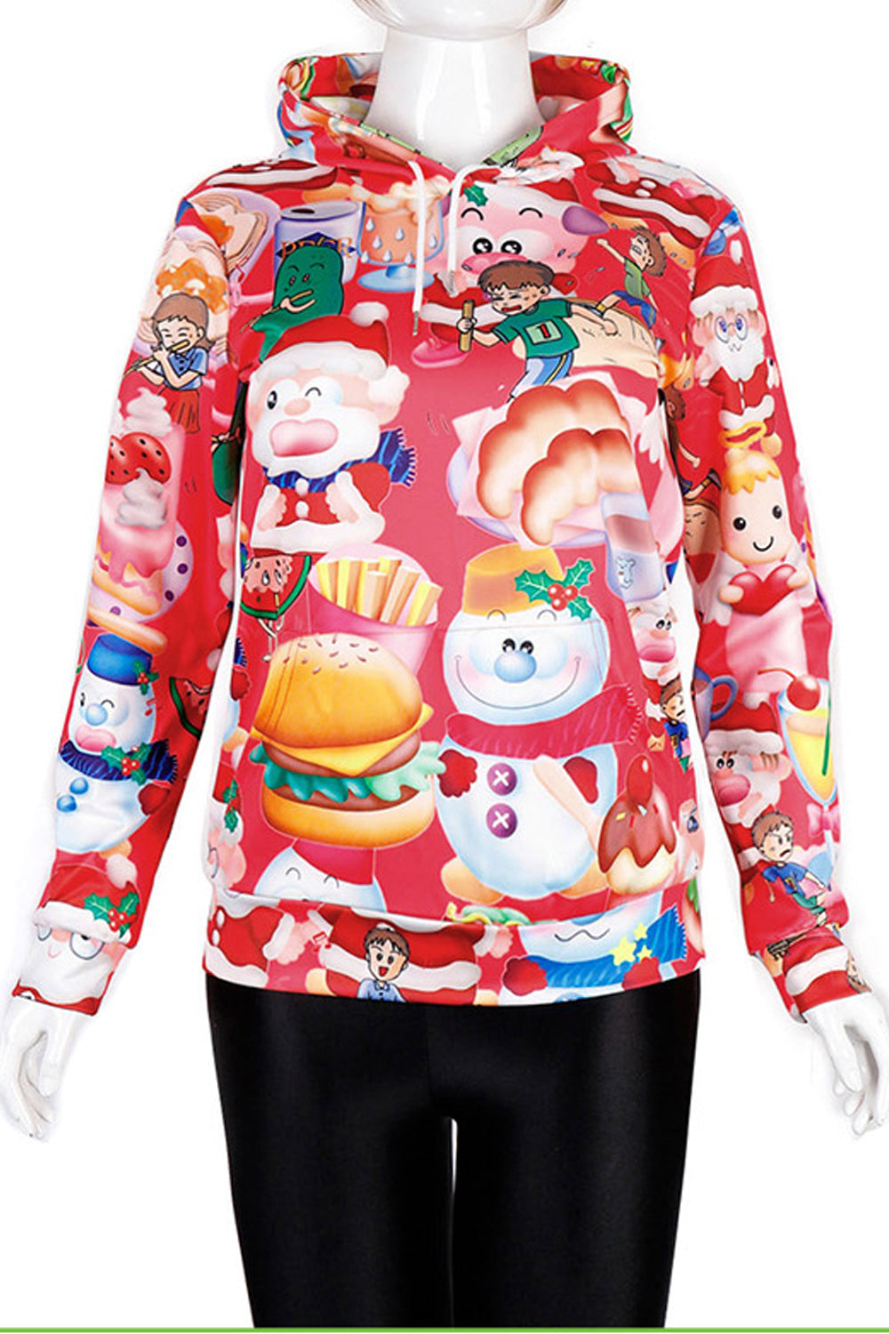 Women High Collar Long Sleeve Christmas Hoodie