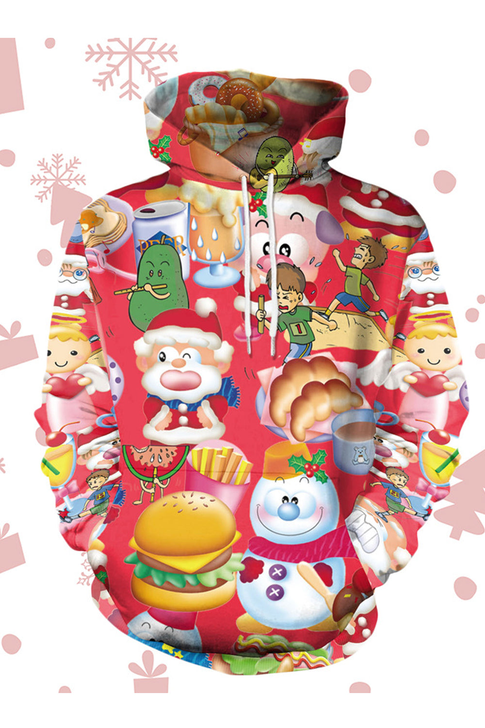 Women High Collar Long Sleeve Christmas Hoodie