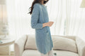 Women Long Sleeve Solid Color Long Cardigan