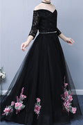 Kids Girls Off Shoulder Beaded Waist Fancy Dress