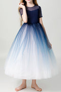 Kids Girls Round Neck Small Sleeve Fashion Dress