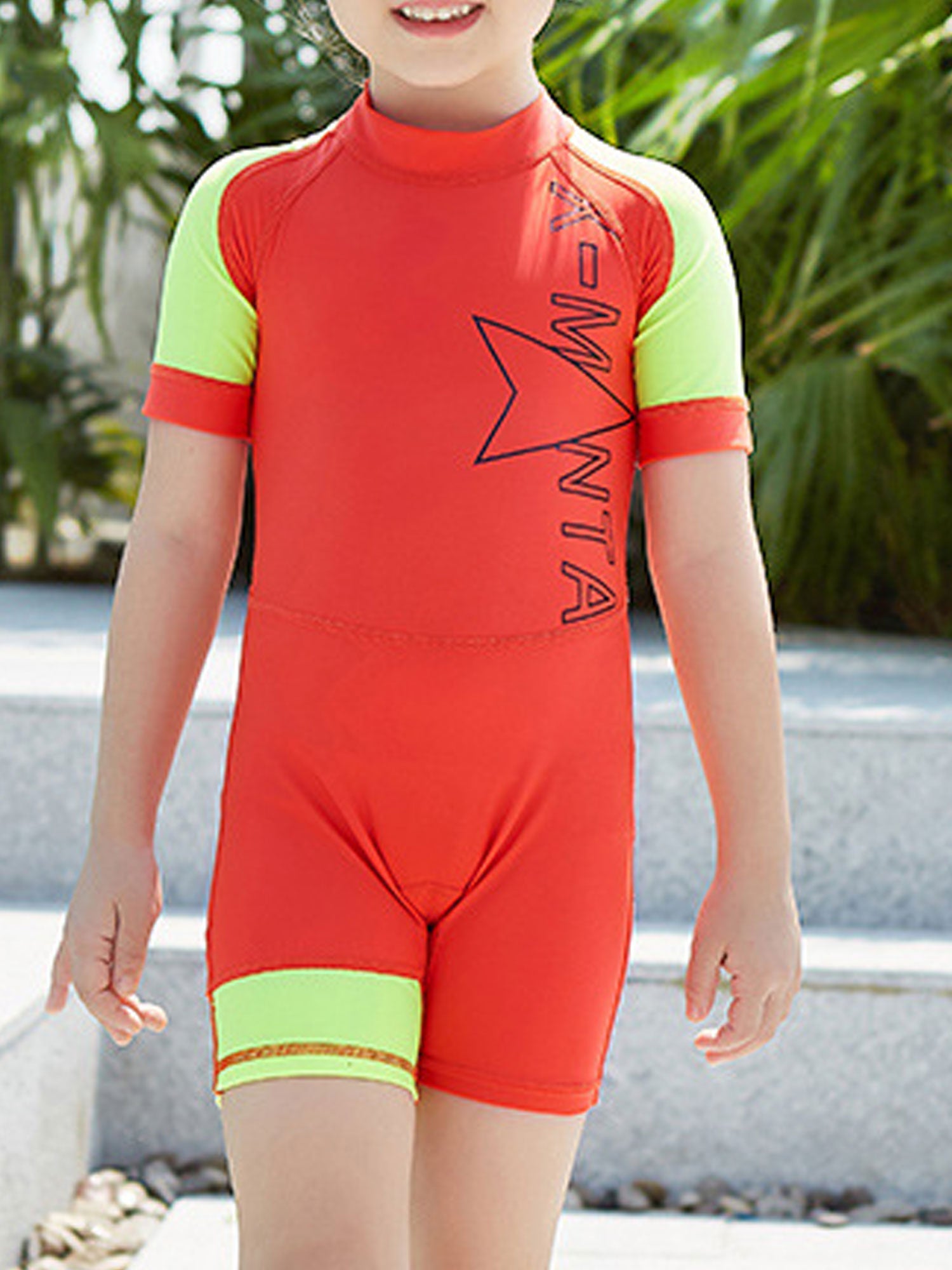 Kids Girls Short Sleeved Cute One Piece Swimwear