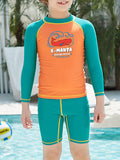 Kids Boys Cartoon Pattern Long Sleeve Swimwear