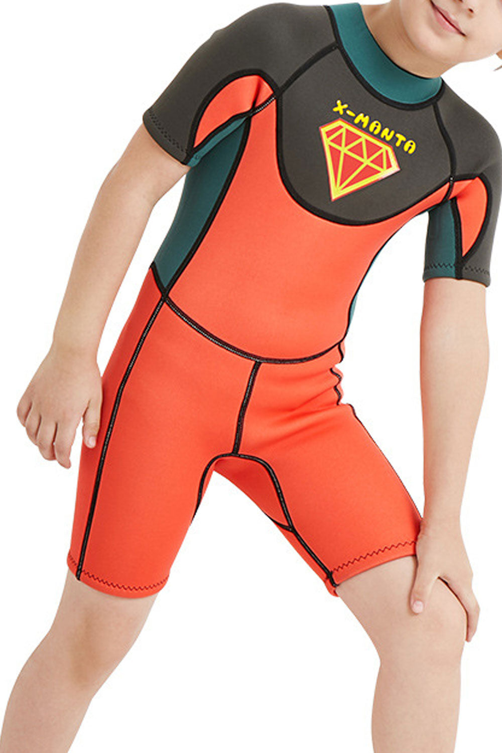 Kids Boys Flexible Short Sleeved Warm Swimwear