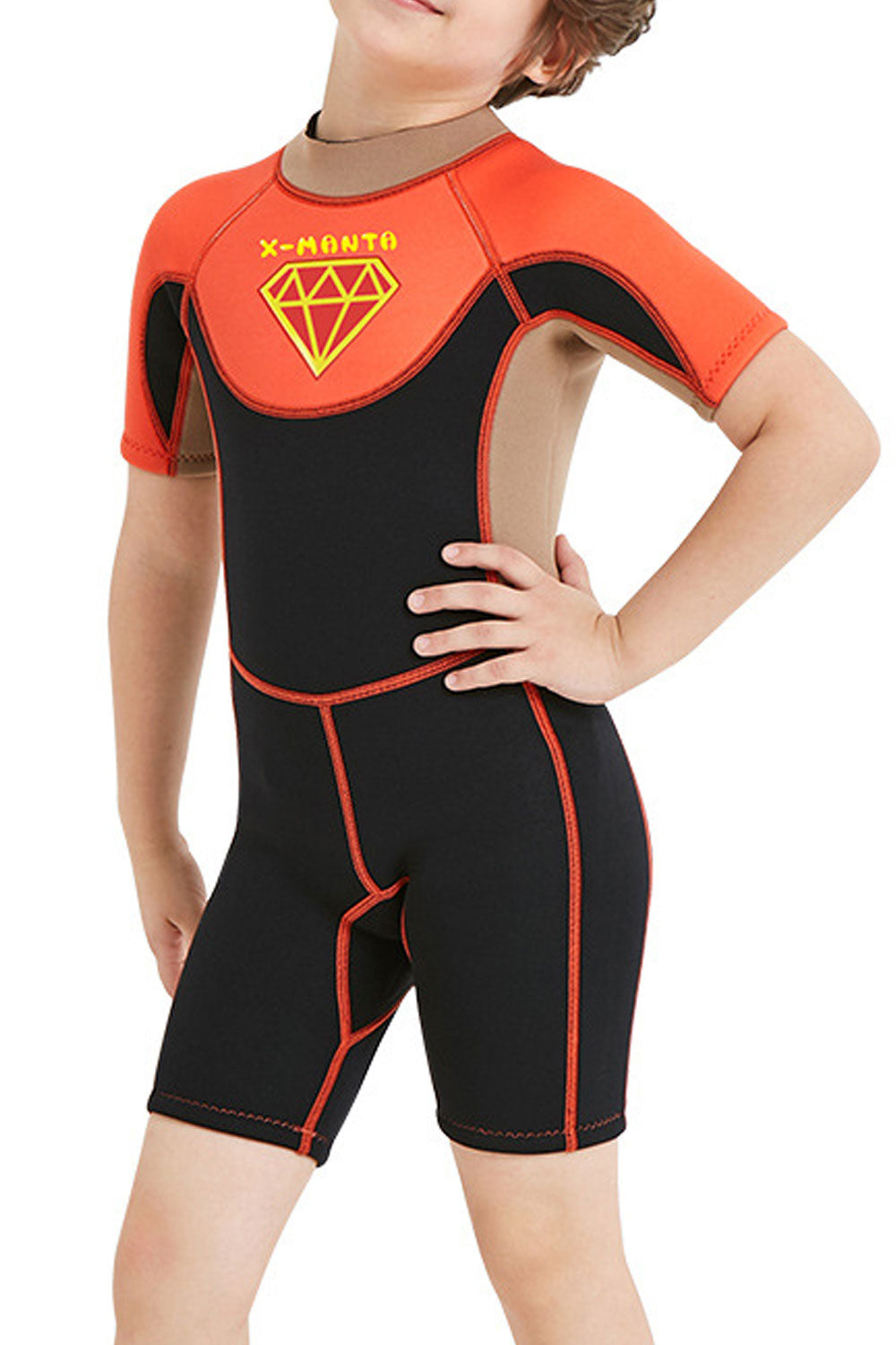 Kids Boys Flexible Short Sleeved Warm Swimwear