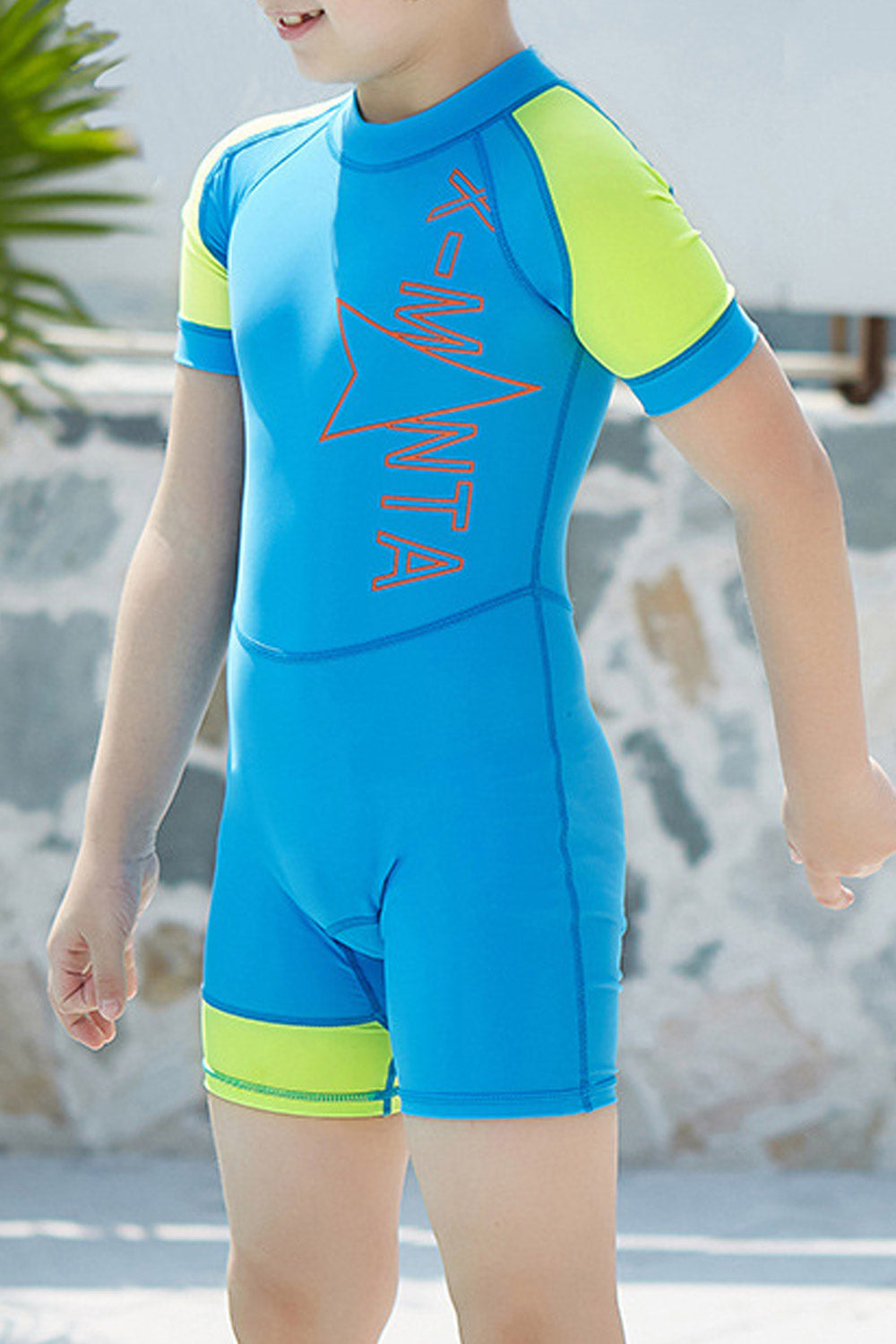 Kids One Piece High Neck Graphic Swimwear