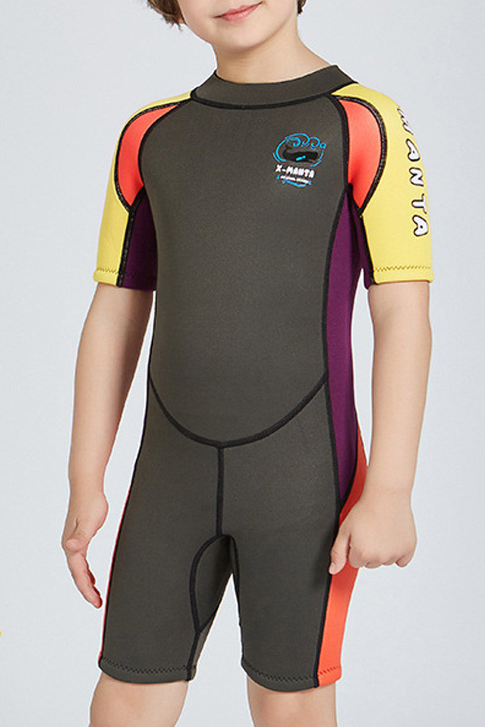 Kids High Neck Short Sleeve Bathing Swimwear