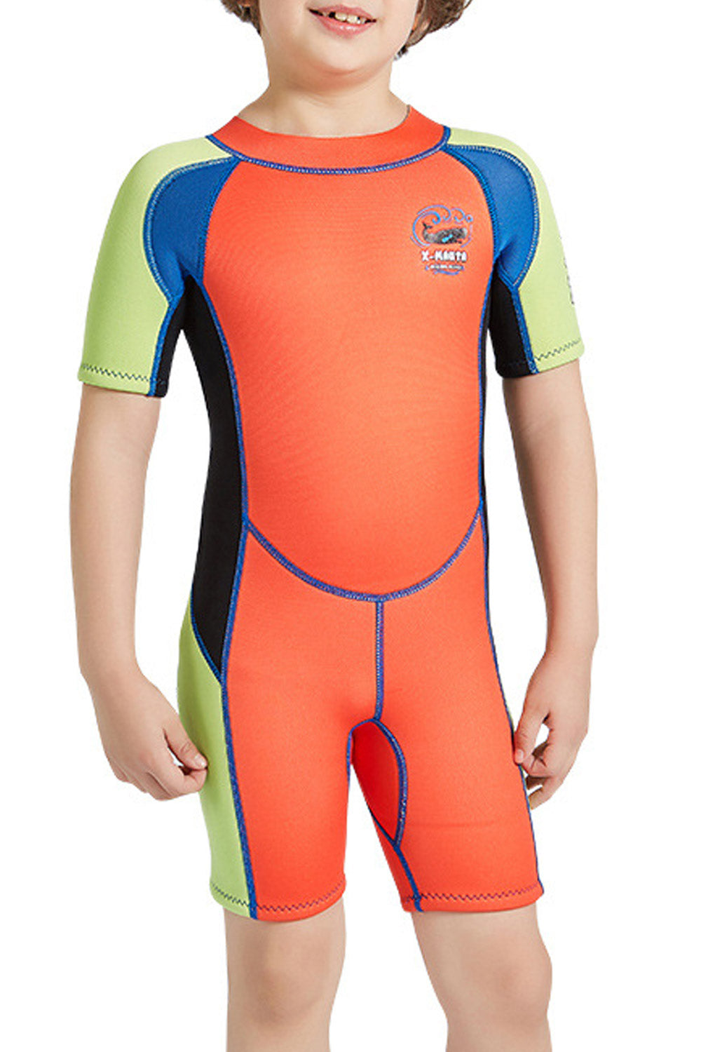 Kids High Neck Short Sleeve Bathing Swimwear