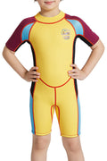 Kids High Neck Short Sleeve Bathing Swimwear