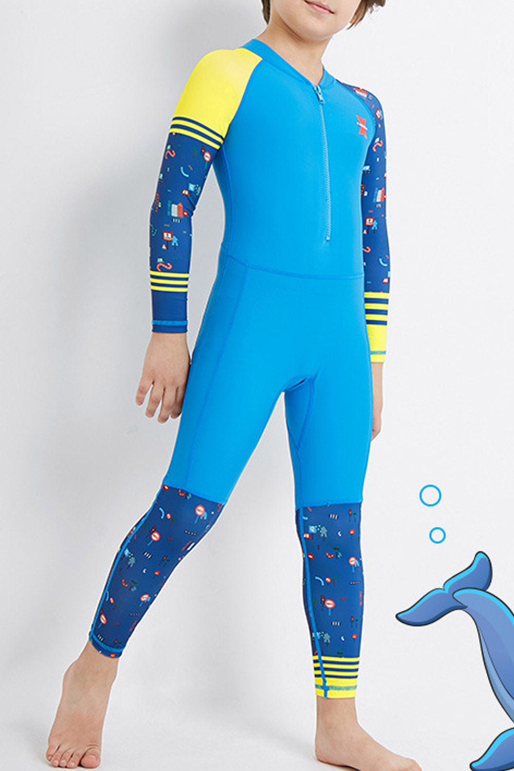 Kids Boys Zipper Closure Long Sleeve Swimwear