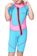 Kids Girls High Neck Zipper One Piece Swimwear