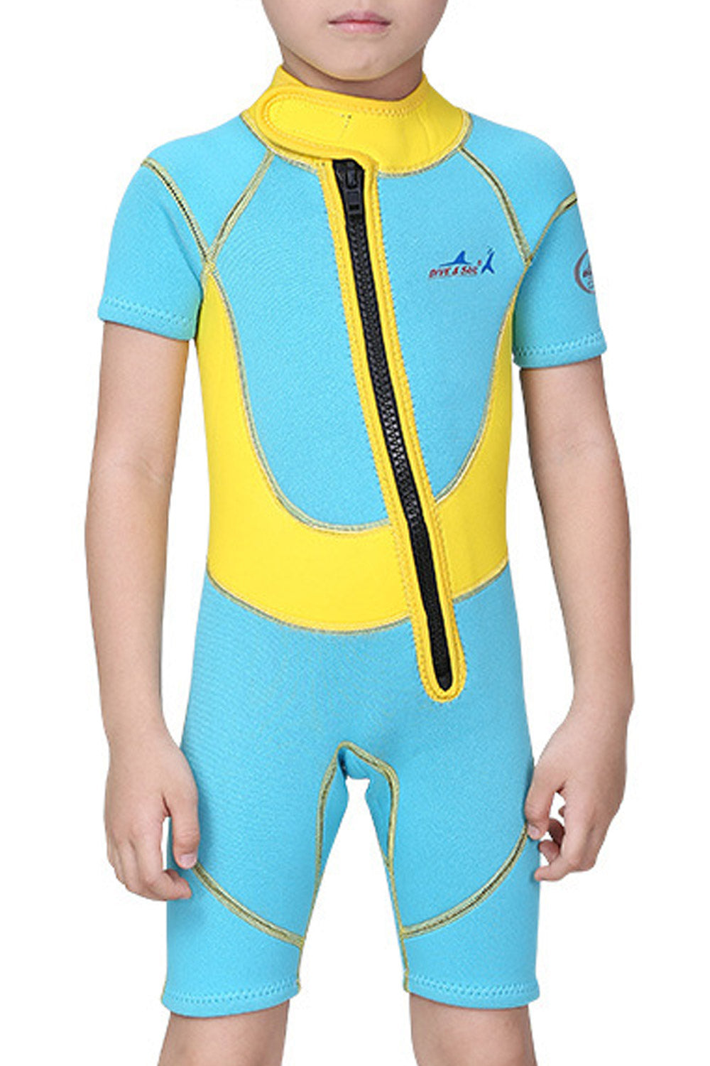 Kids Boys High Neck Zipper One Piece Swimwear