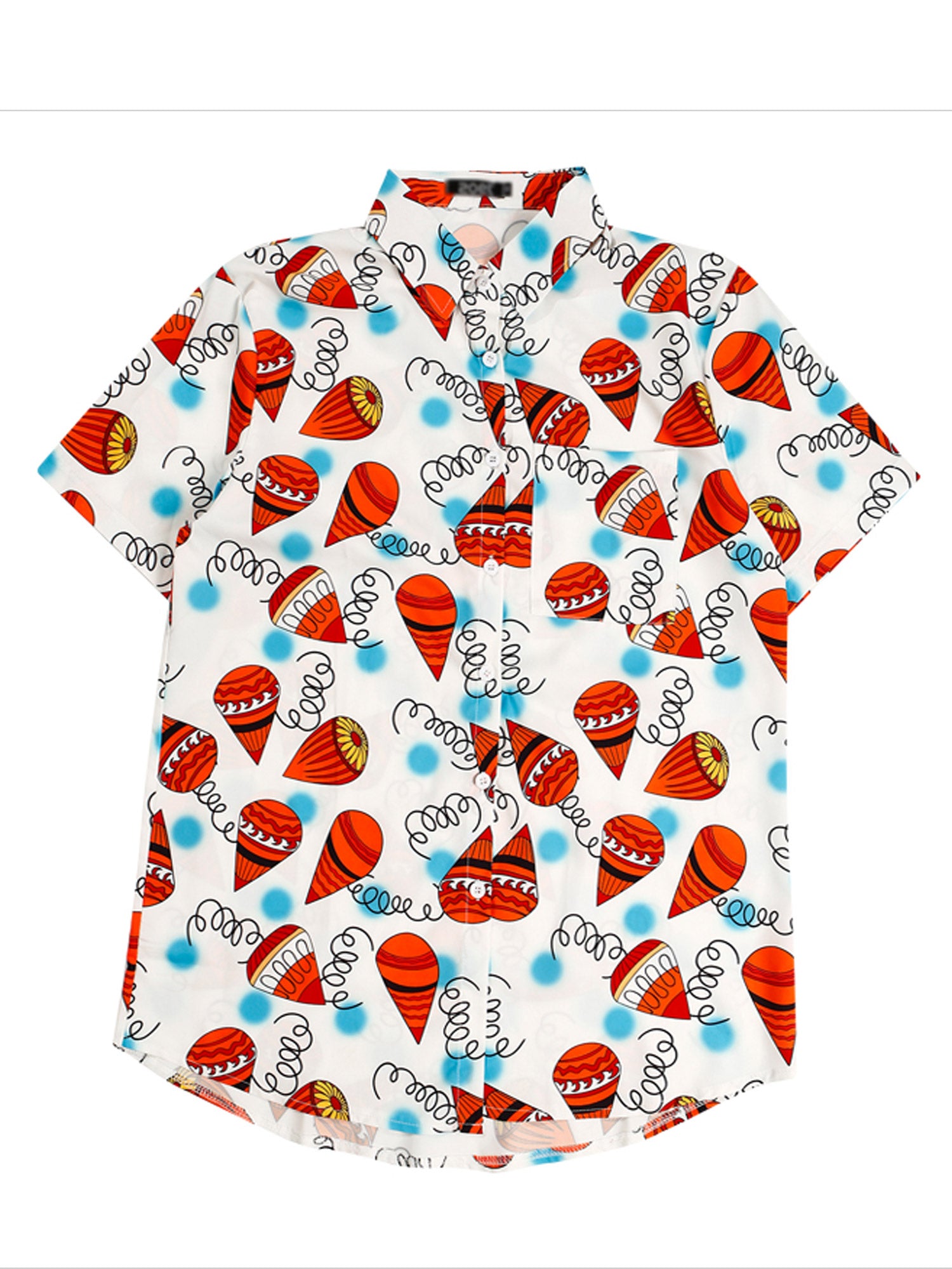 Women Loose Collar Neck Printed Casual Shirt