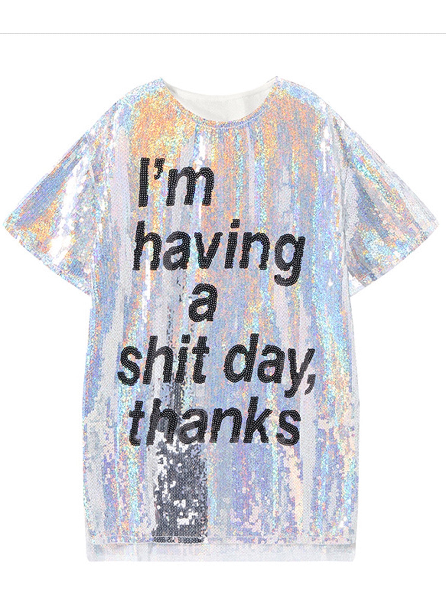 Women Graphic Sequin Decorated T-Shirt