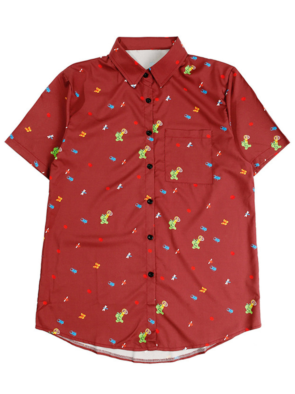 Women Printed Loose Button Down Shirt