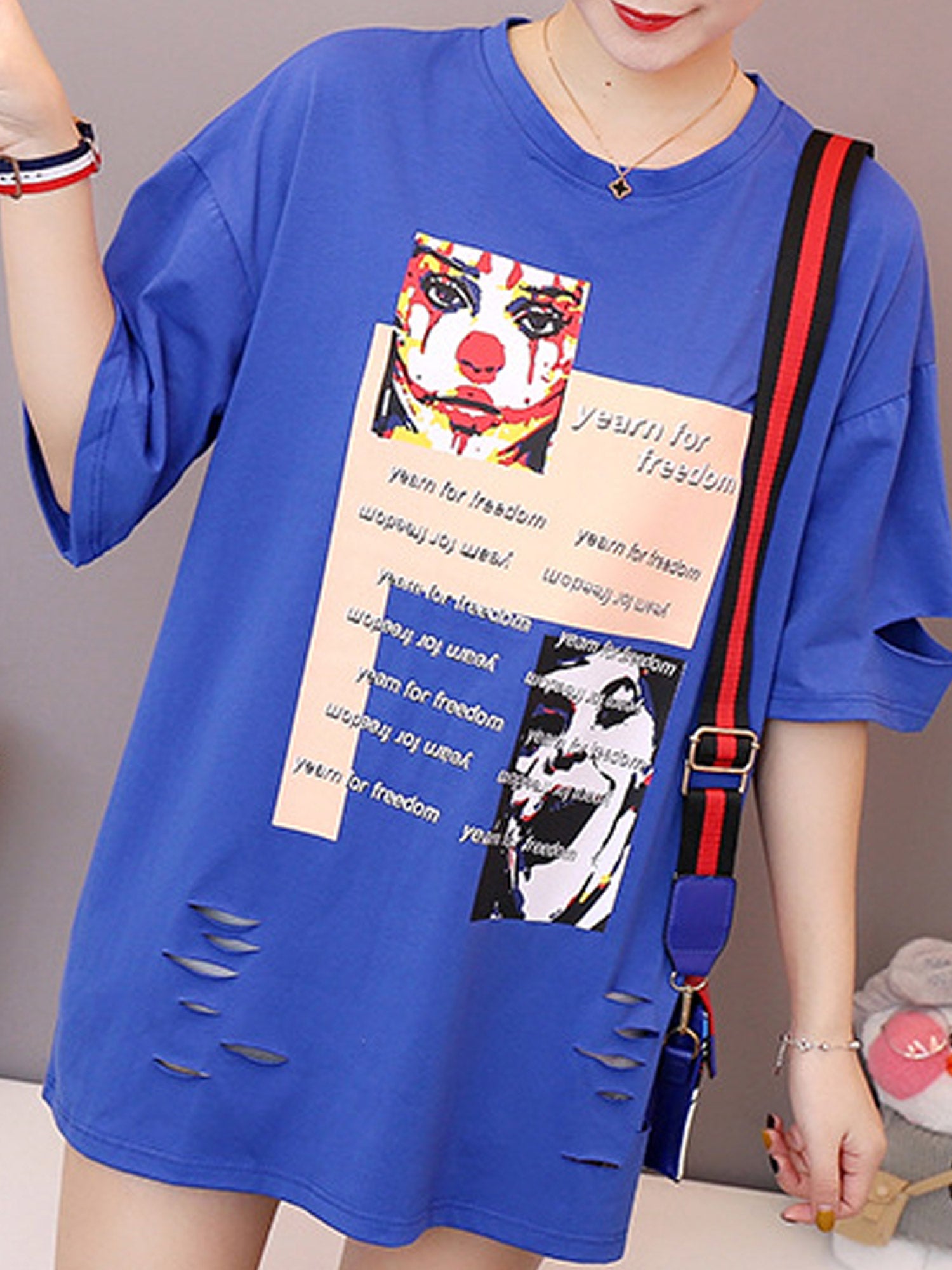 Women Fashion Loose Short Sleeved Top