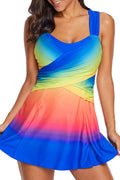 Women Rainbow Color Thick Strap Hot Swimwear