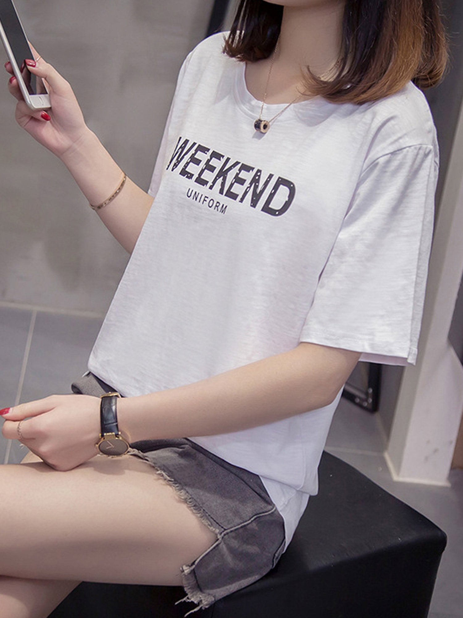 Women Round Neck Comfortable Graphic T-Shirt