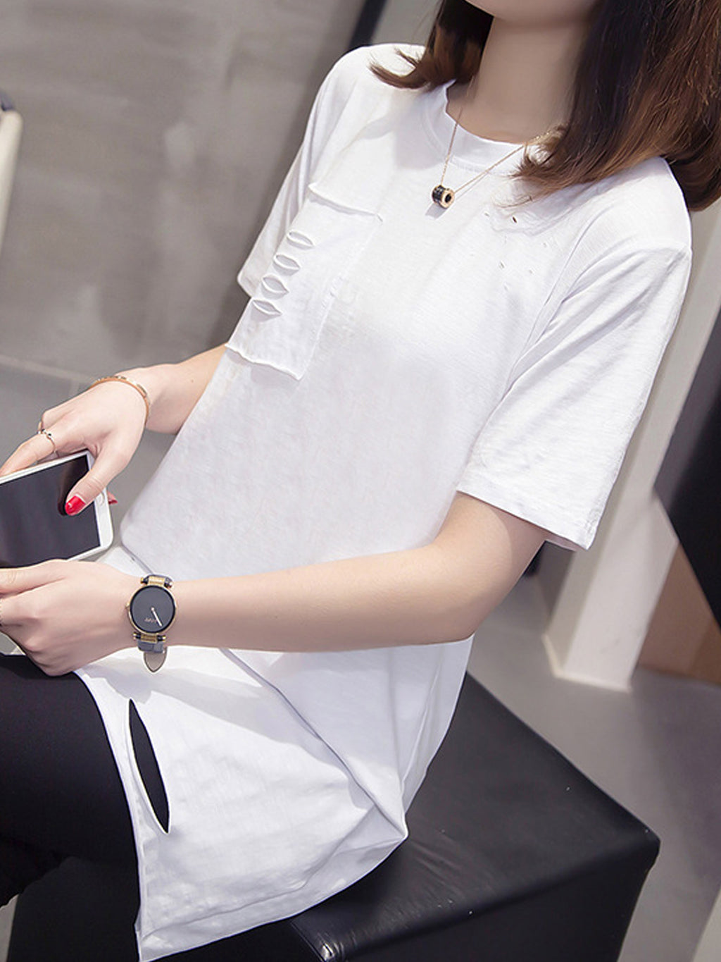 Women Stylish High Neck Loose Casual Top