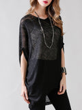 Women Loose Semi Sheered Bat Top