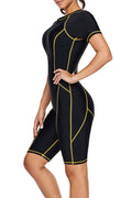 Women Slim Short Sleeve One Piece Beach Swimwear