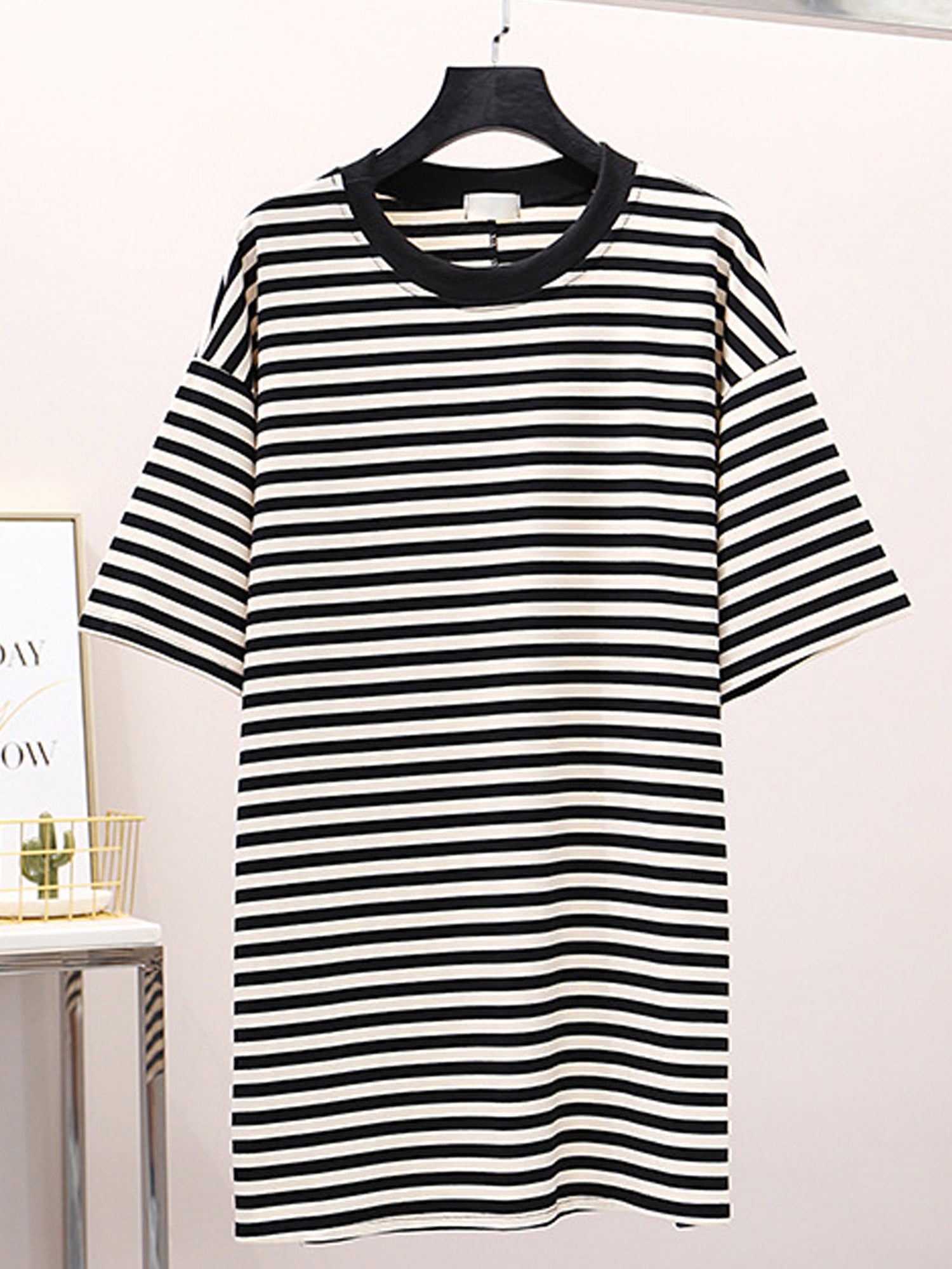 Women Round Neck Striped Casual Top