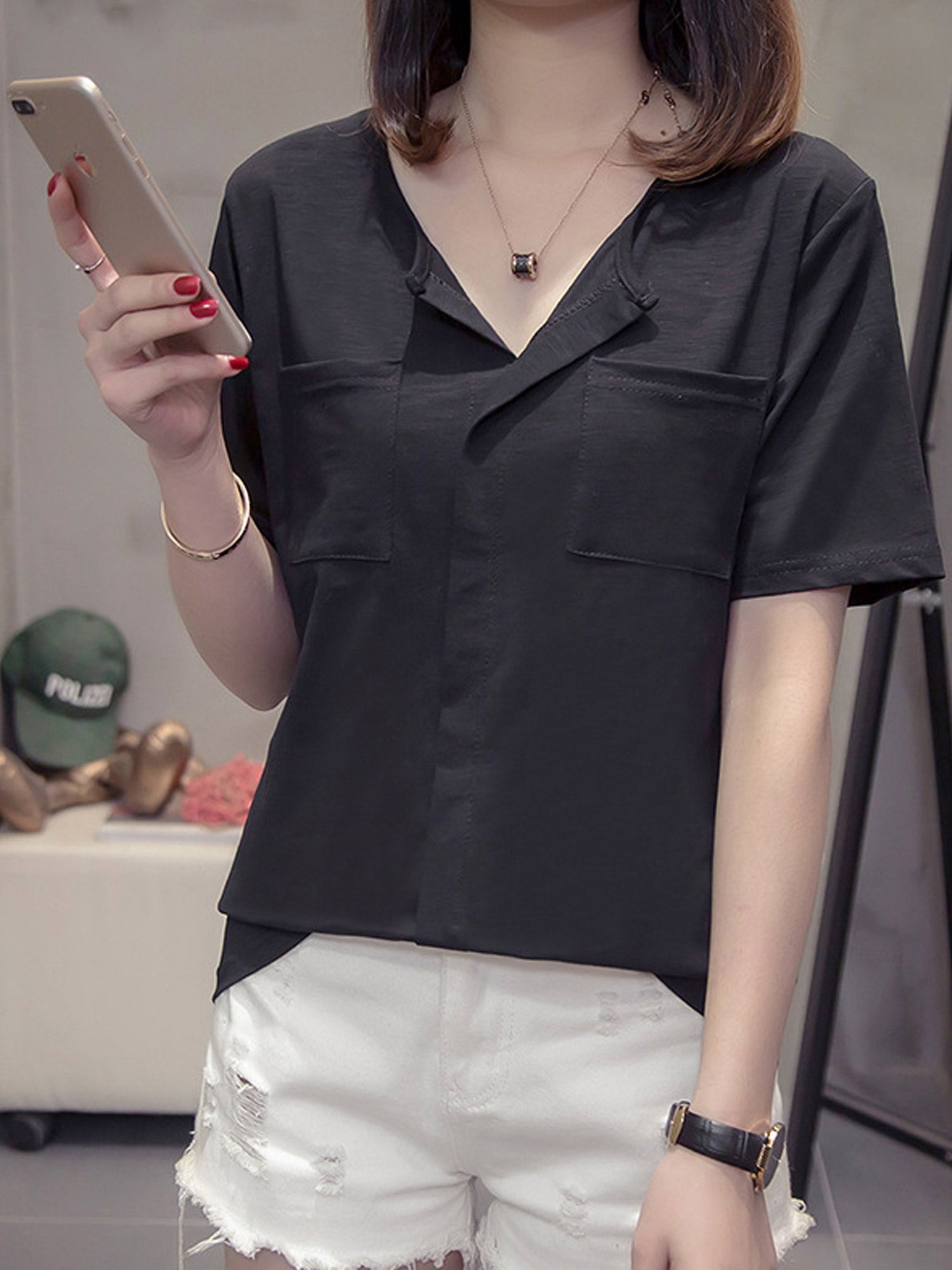 Women Fashion Round Neck Casual Top