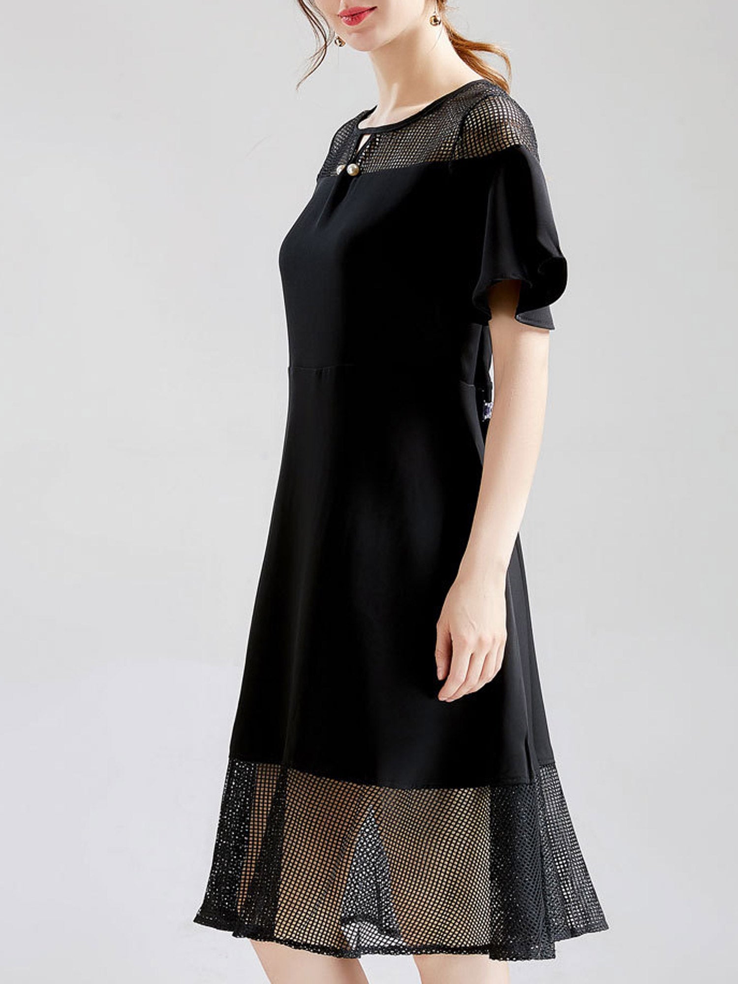 Women Round Neck High Low Hem Stylish Top